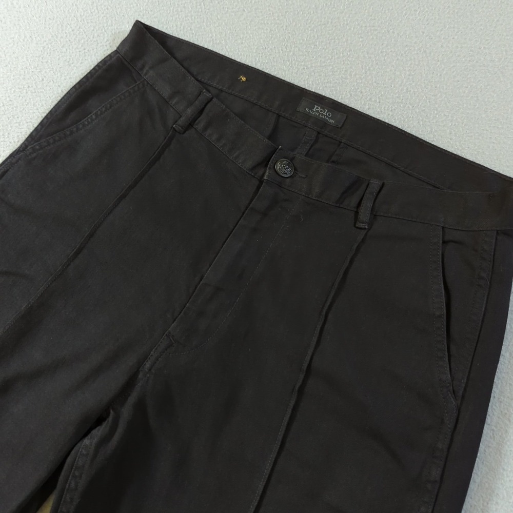 Polo Ralph Lauren Wide Leg Cropped Pants Womens 31 (3x24) Black Seam Trousers